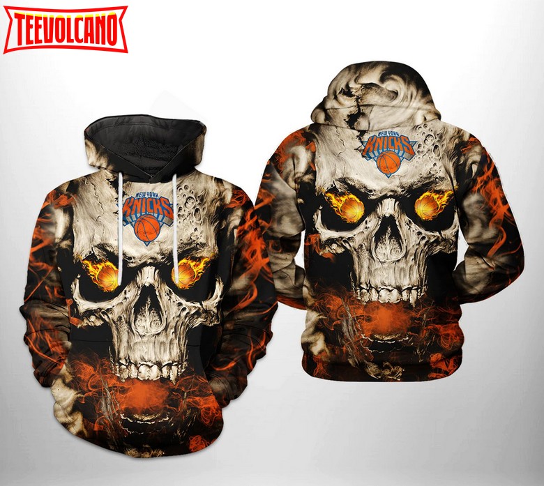 New York Knicks NBA Skull 3D Printed Hoodie