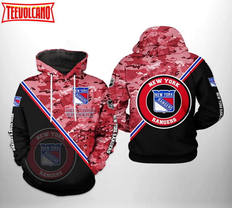 New York Rangers NHL Camo Team 3D Printed Hoodie