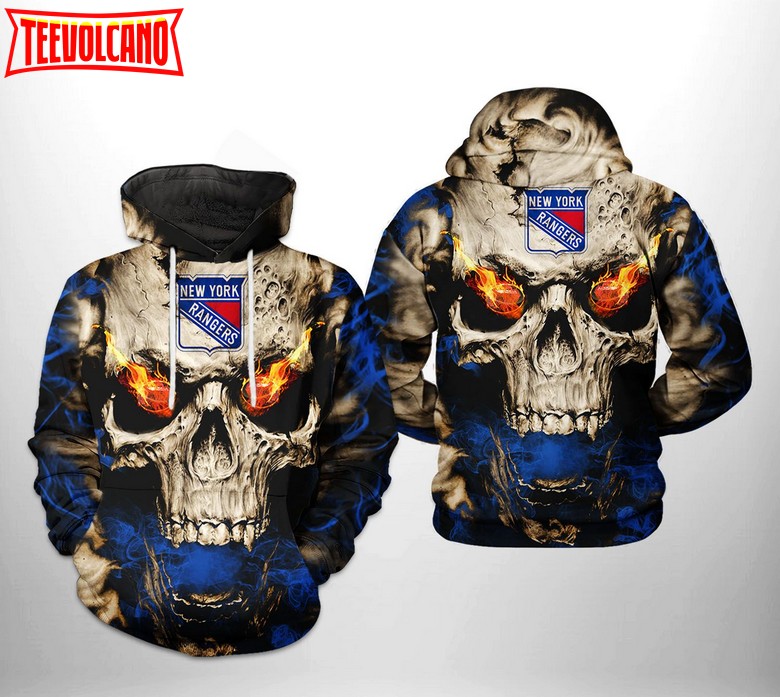 New York Rangers NHL Skull 3D Printed Hoodie