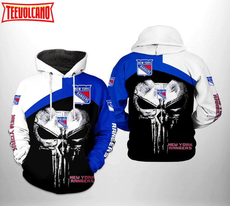 New York Rangers NHL Skull Punisher 3D Printed Hoodie