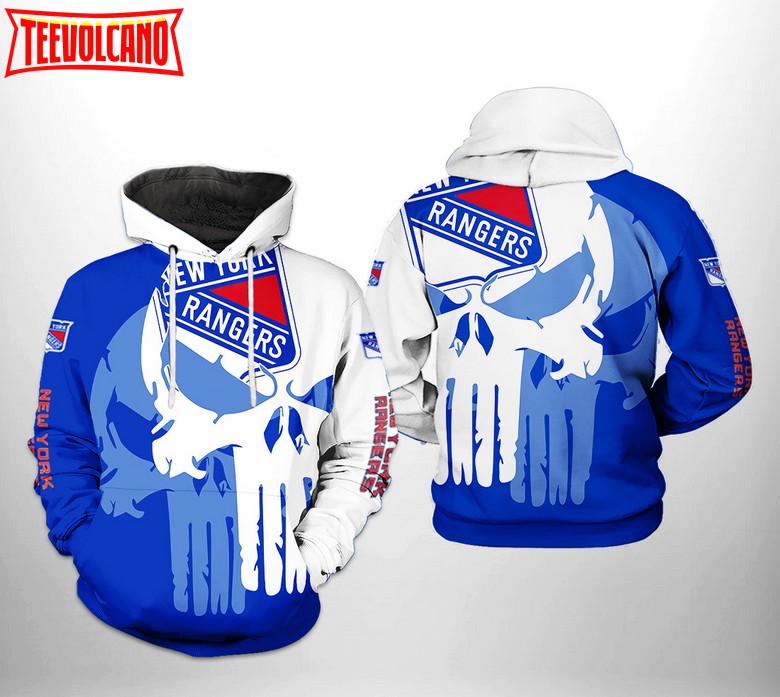 New York Rangers NHL Team Skull 3D Printed Hoodie