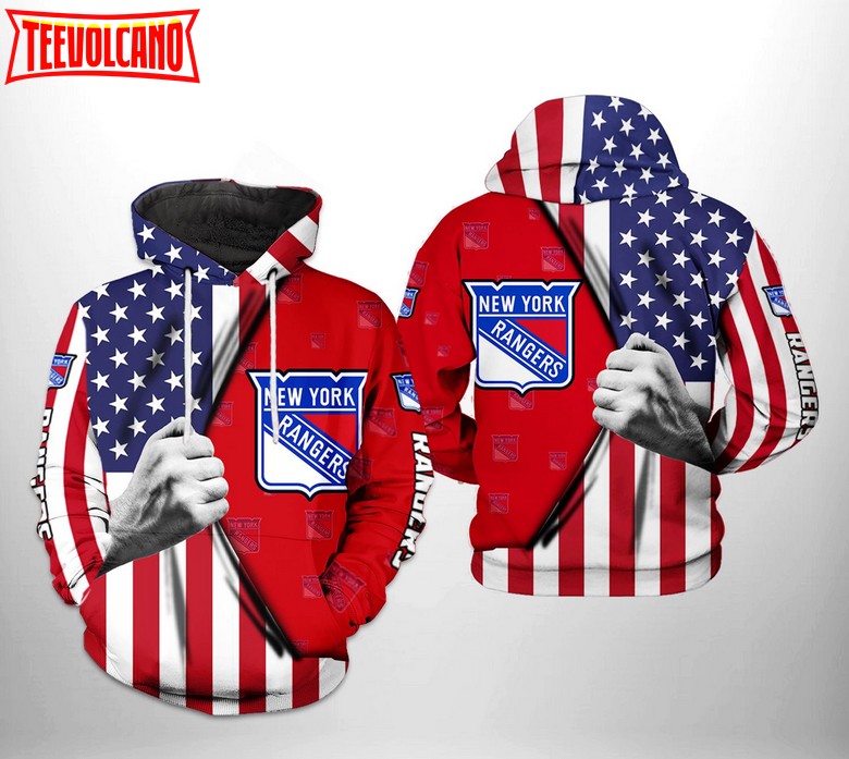 New York Rangers NHL US FLag 3D Printed Hoodie