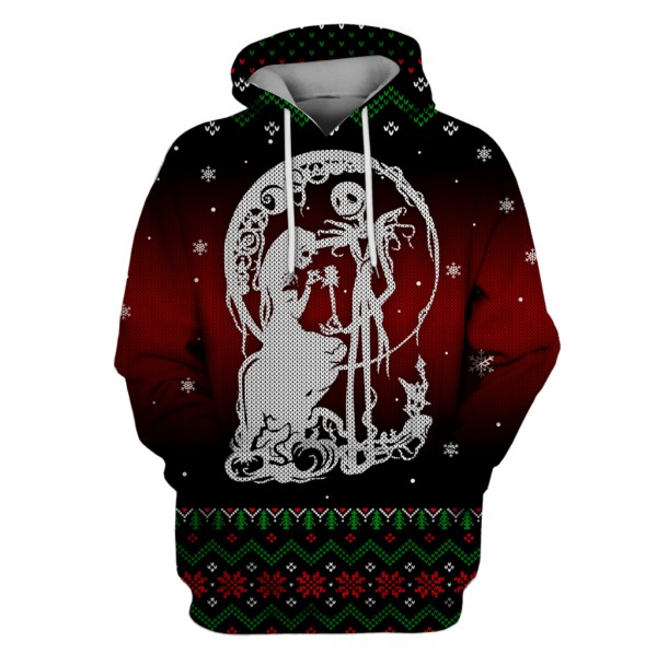 Nightmare Before Christmas Jack Skellington And Sally Knitting 3D Hoodie