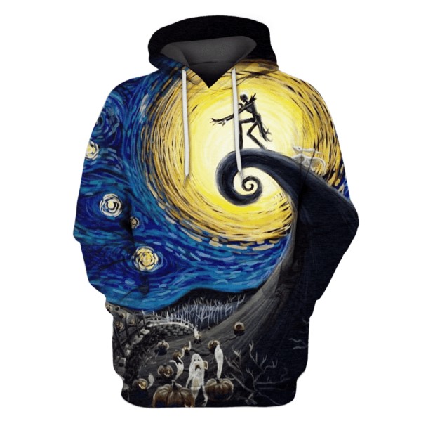 Nightmare Before Christmas Starry Night Art 3D Printed Hoodie