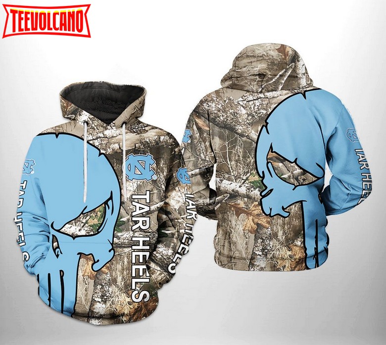 North Carolina Tar Heels NCAA Camo Veteran Hunting 3D Printed Hoodie