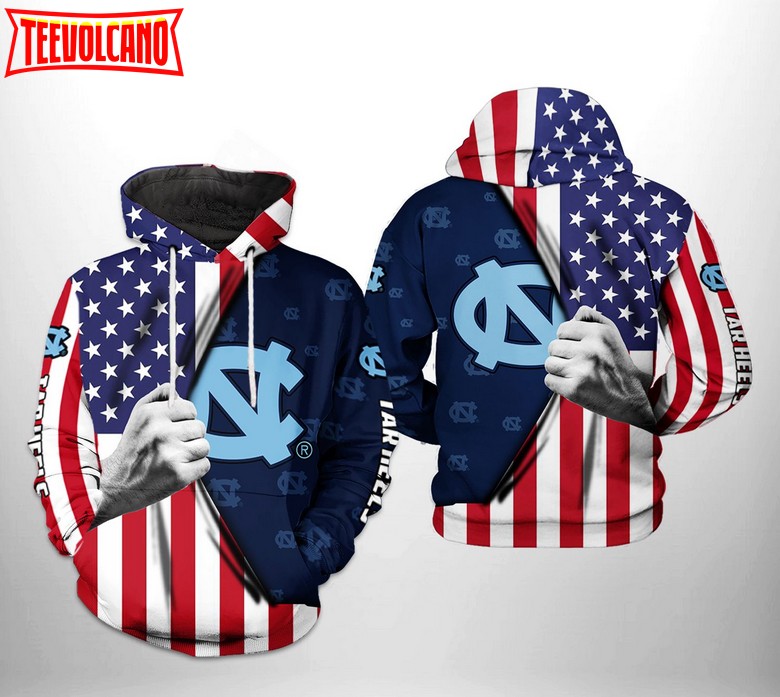 North Carolina Tar Heels NCAA US Flag 3D Printed Hoodie