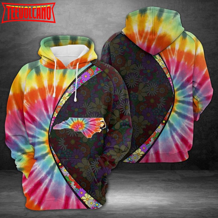 North Carolina Tie Dye 3D Printed Hoodie