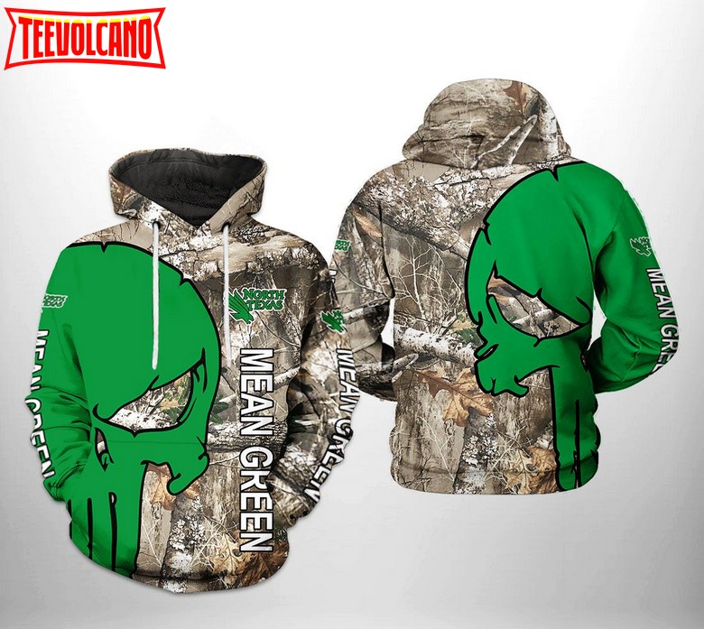 North Texas Mean Green NCAA Camo Veteran Hunting 3D Printed Hoodie