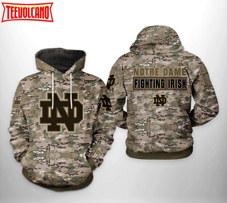 Notre Dame Fighting Irish NCAA Camo Veteran 3D Printed Hoodie