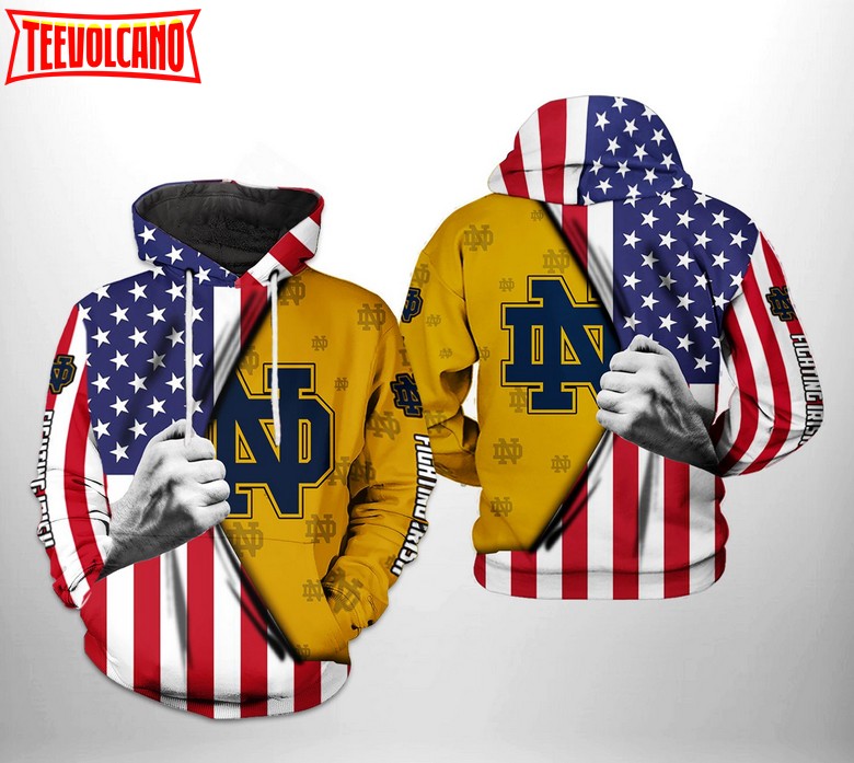 Notre Dame Fighting Irish NCAA US Flag 3D Printed Hoodie