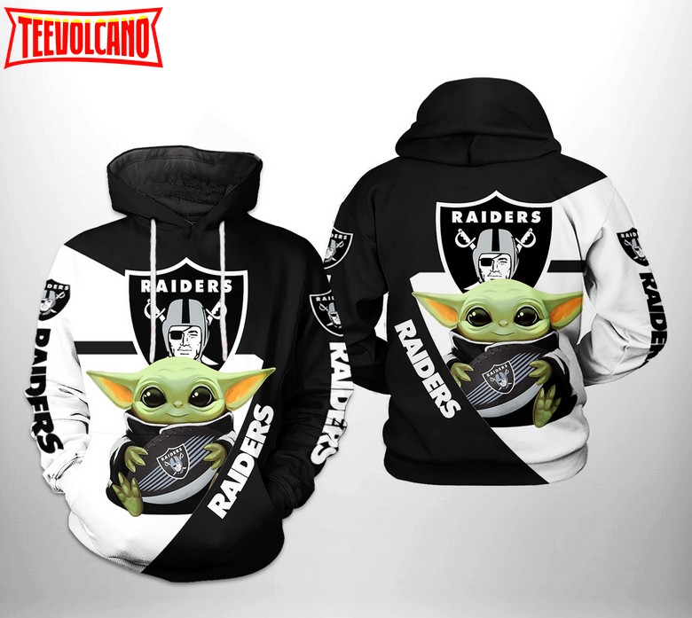 Oakland Raiders NFL Baby Yoda Team 3D Printed Hoodie