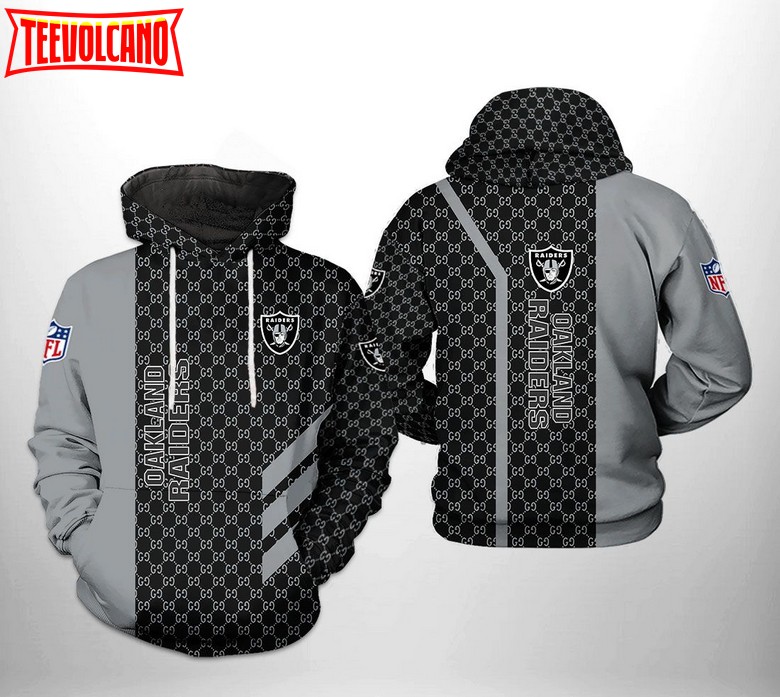 Oakland Raiders NFL Team Pattern Mix 3D Printed Hoodie