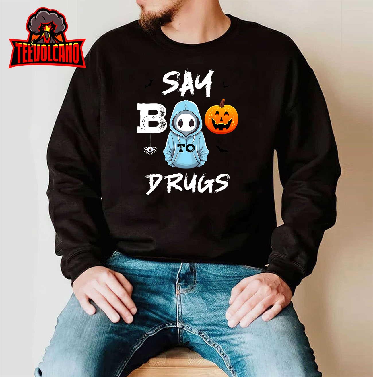 Say Boo To Drugs Funny Halloween Red Ribbon Week Awareness T-Shirt