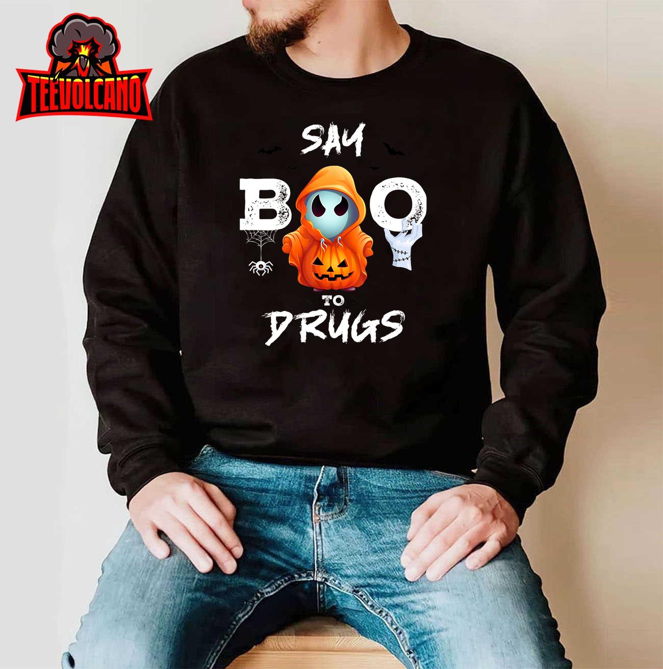 Say Boo To Drugs Funny Halloween Red Ribbon Week Awareness T-Shirt