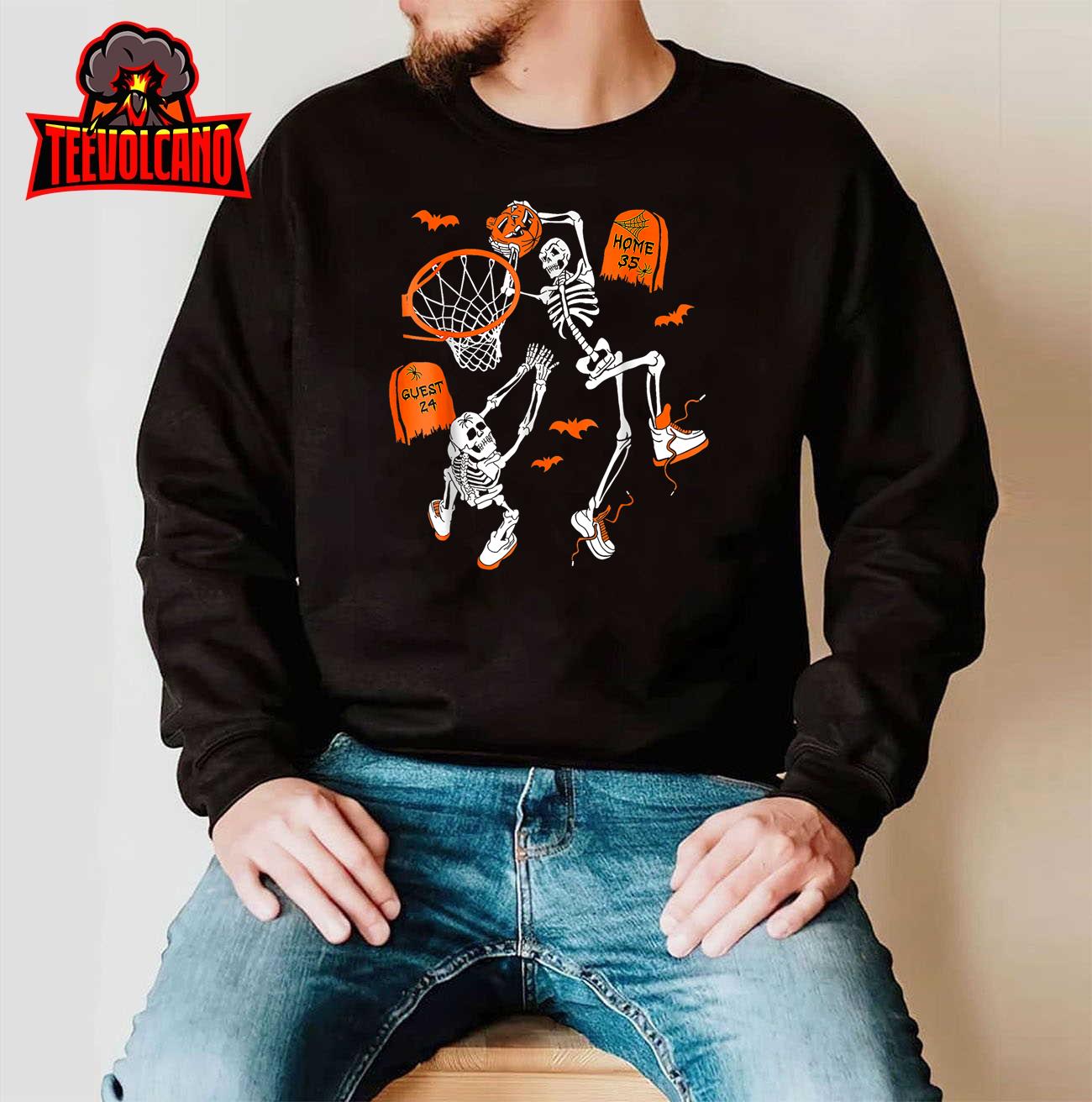 Skeleton Dunking Basketball Halloween Costume Mens Boys Kids T-Shirt