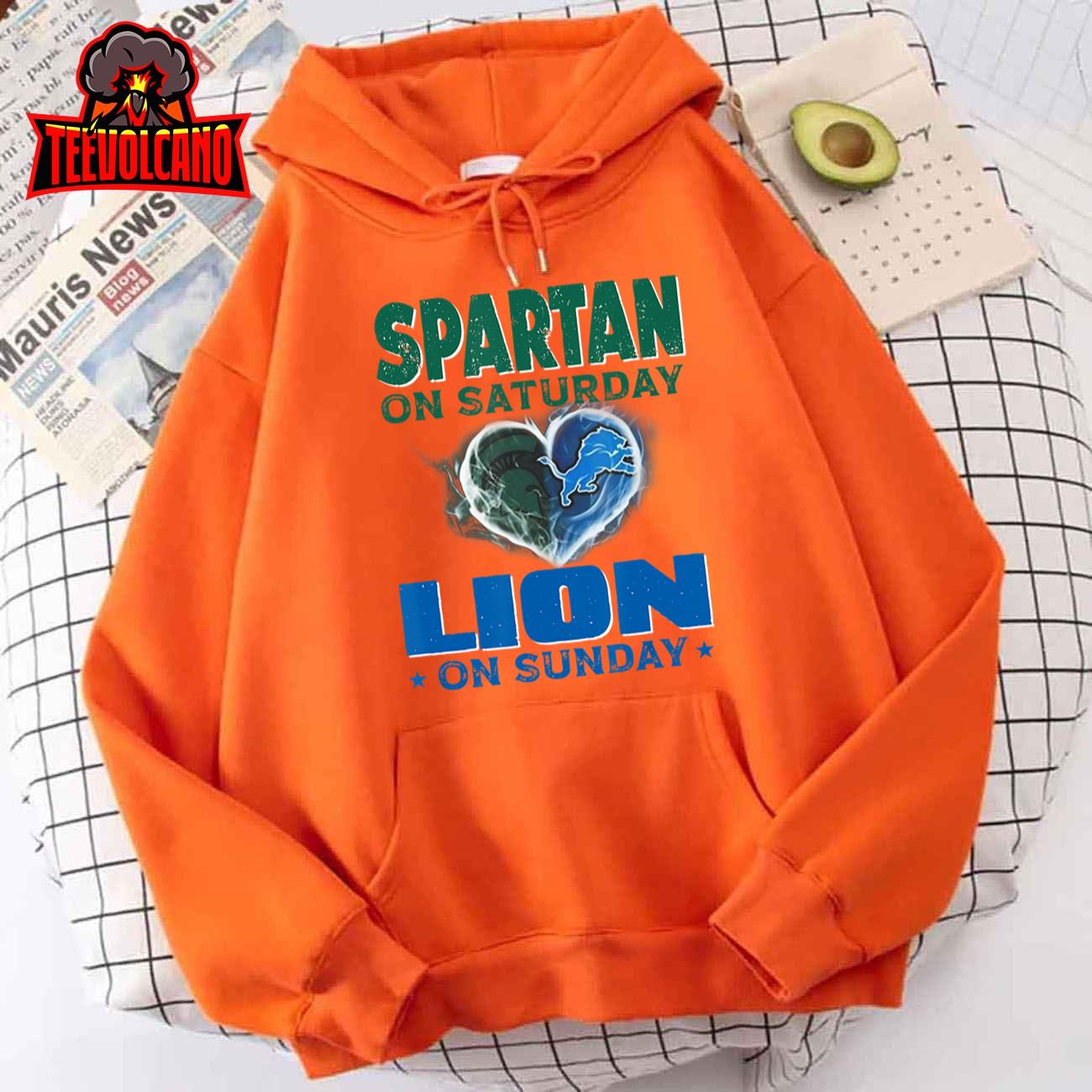 Spartan on Saturday Lion on Sunday Funny Detroit Unisex T-Shirt