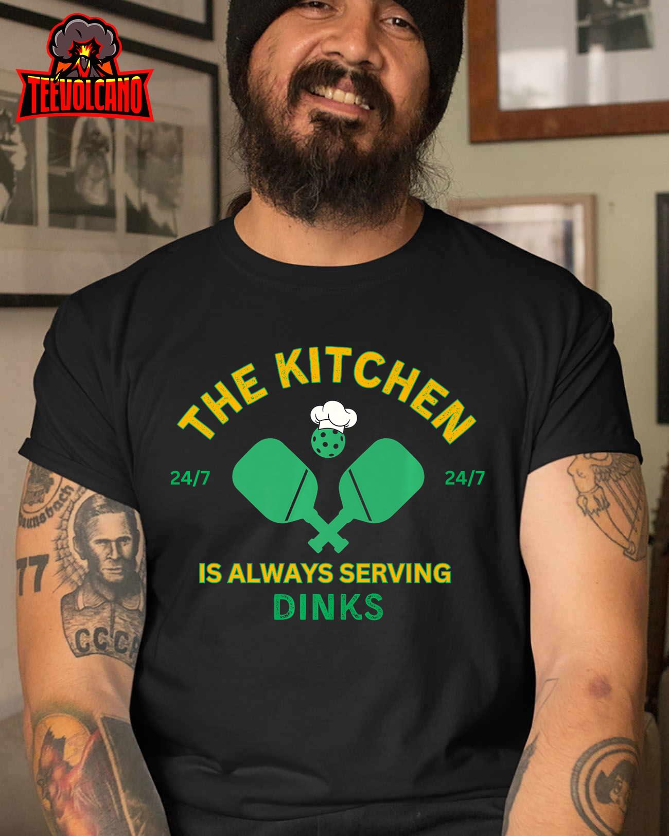 The Kitchen is Always Serving Dinks Pickleball Funny Rules Premium T-Shirt