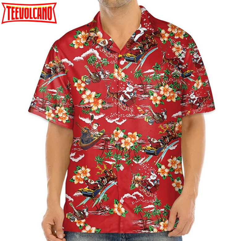 3D Christmas Santa Hawaii Shirt, Hawaiian Shirt Casual Button Down Shirts