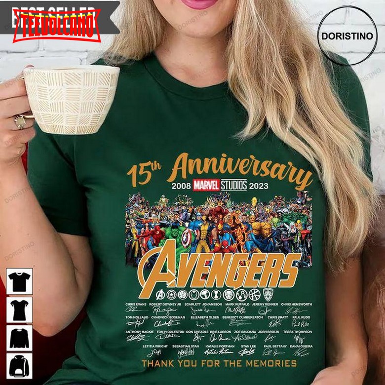 Avengers Marvel 15th Anniversary 2008–2023 Signatures Thank You For The Memories Unisex T-shirt