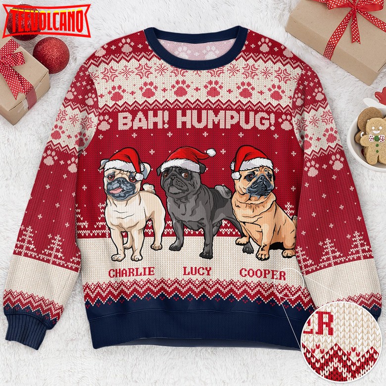 Bah Ham Pug Dog Lovers Ugly Sweatshirt, Dog Christmas Sweatshirt