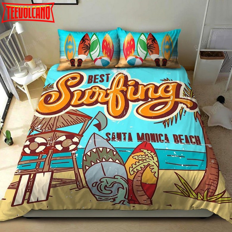 Best Surfing Santa Monica Beach Duvet Cover Bedding Sets