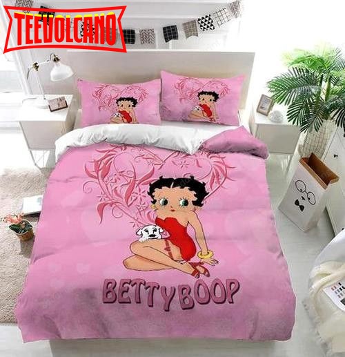 Betty Boop And Dog Pink Bedding Set