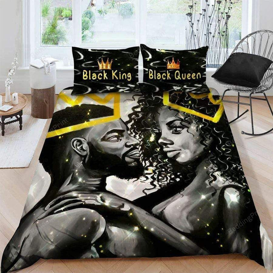 Black Couple Crown Duvet Cover Bedding Set