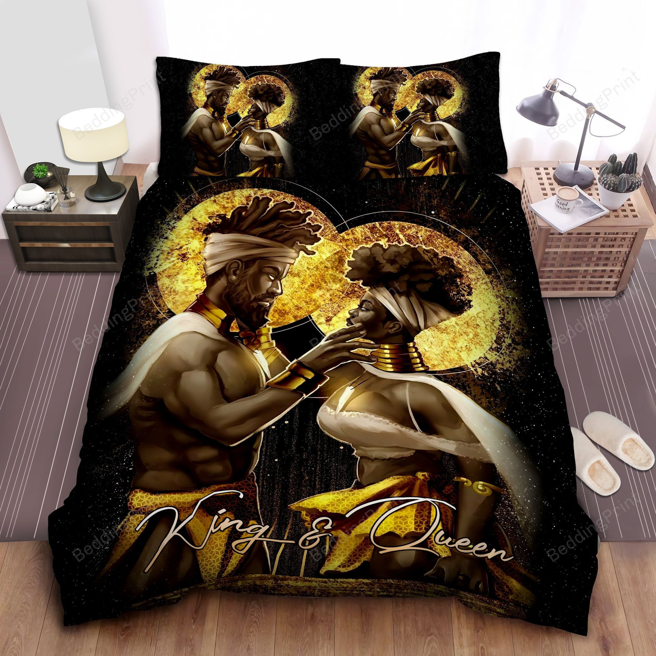 Black Couple Gold Duvet Cover Bedding Set