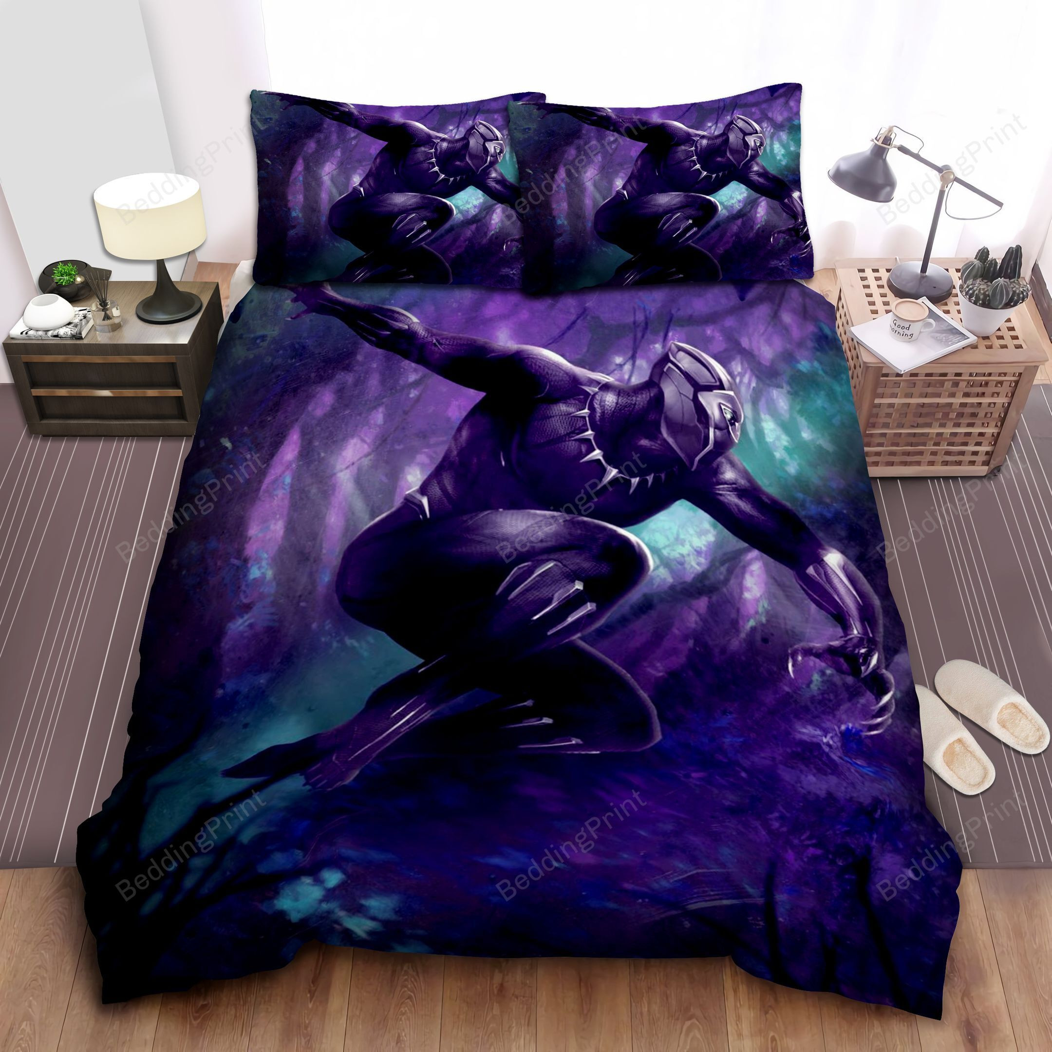 Black Panther In Action Bed Sheets Duvet Cover Bedding Sets