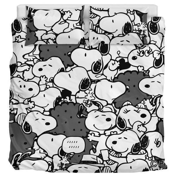 Black Snoopy Bedding Set Duvet Cover  Pillow Cases