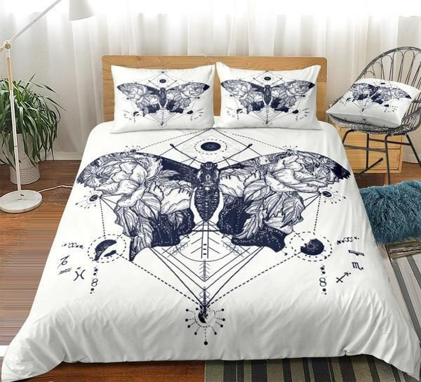 Black White Butterfly Bed Sheets Duvet Cover Bedding Sets