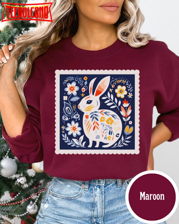 Bunny Sweater, Forestcore Nordic Sweater, Scandinavian Christmas Sweater