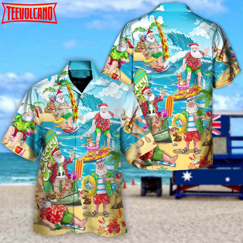 Christmas In July Santa Claus Surfing Hawaii Shirt, Enjoy Summer Beach Hawaiian Shirt