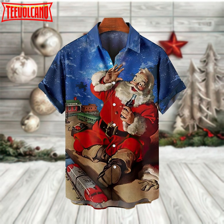 Christmas Santa Claus Night Hawaiian Shirt, Christmas Hawaii Shirt, 3D Aloha Shirt