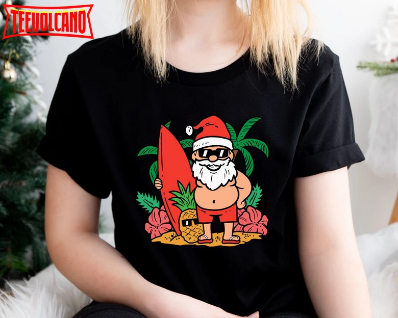 Christmas Santa Kalikimaka Surfboard Shirt, Christmas In July Party Shirt