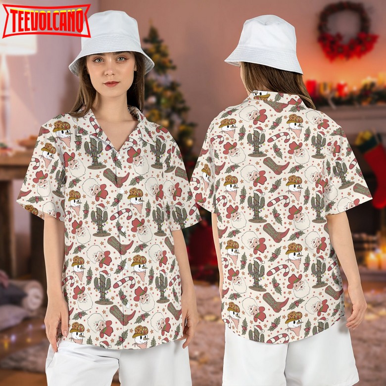 Cowboy Santa Christmas Hawaiian Shirt, Western Christmas Hawaii Shirt, Howdy Xmas Shirt