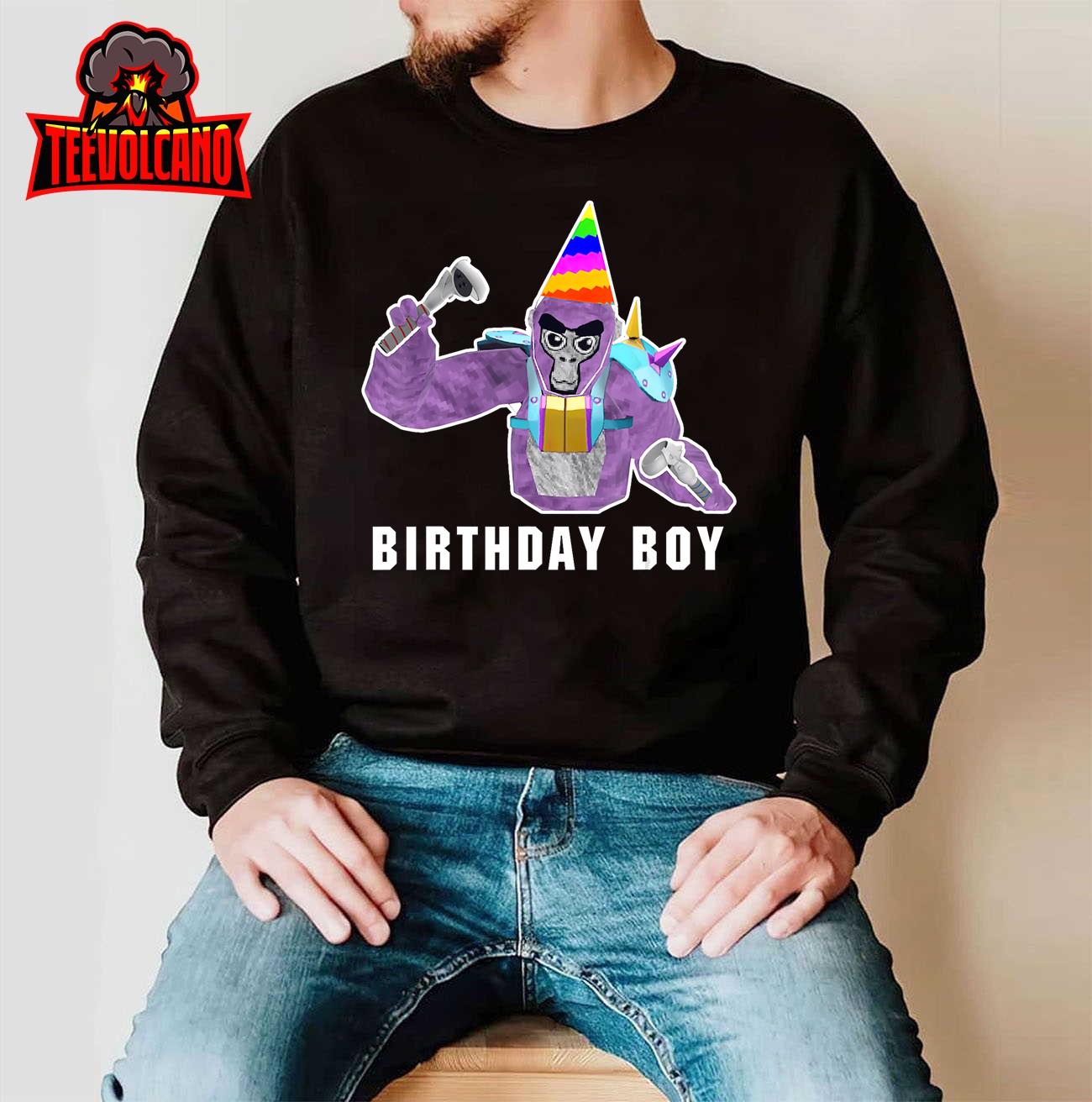 Cute Birthday boy Gorilla Monke Tag VR Game for Kids, Adults T-Shirt