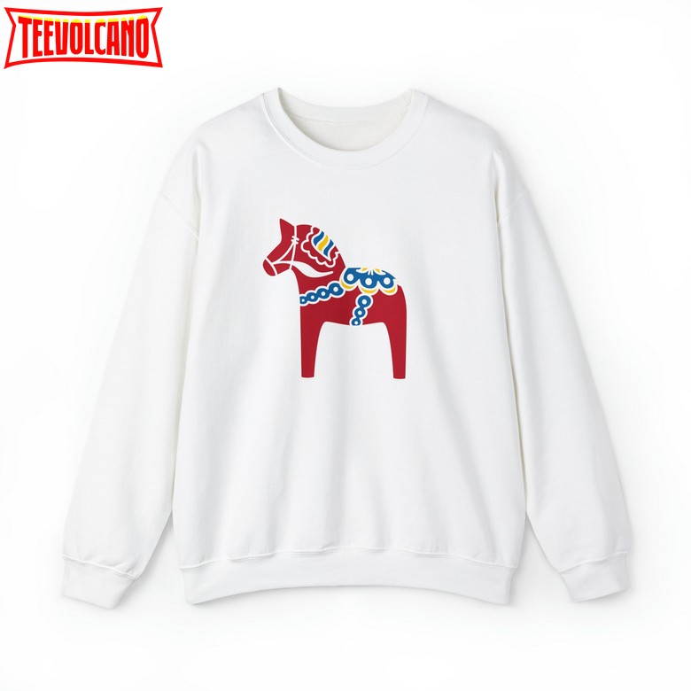 Dala Horse Sweatshirt, Swedish Horse Shirt, Scandinavian Design Clothing Christmas