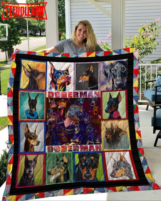 Doberman 3D Customized Quilt Blanket