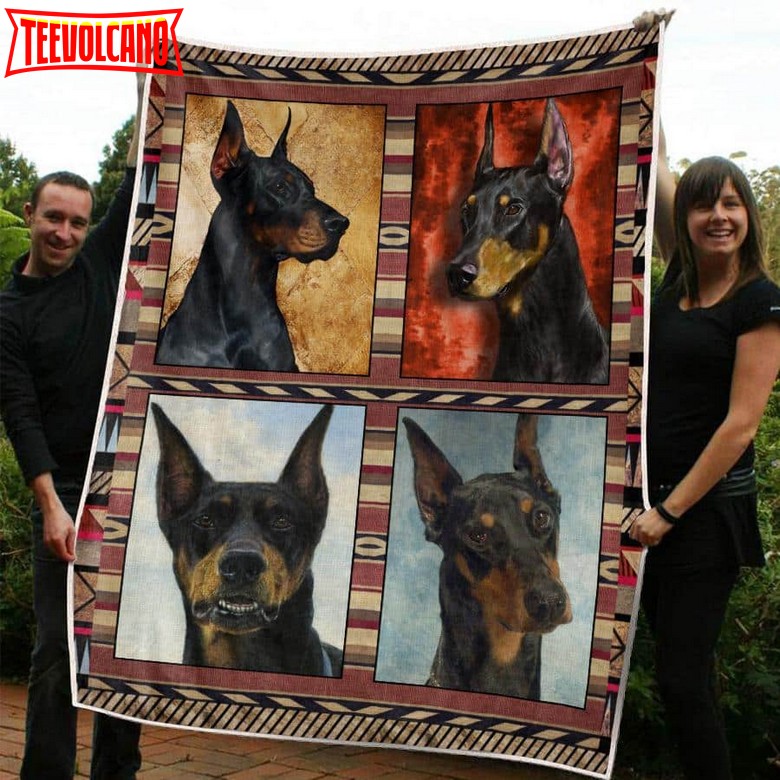 Doberman Love 3D Quilt Blanket