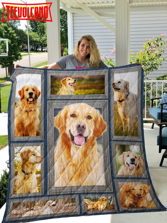 Dog Golder Retriever 3D Quilt Blanket