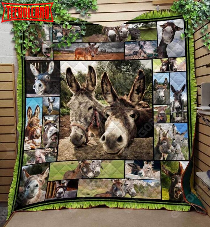 Donkey Animal Art Like 3D Customized Quilt Blanket