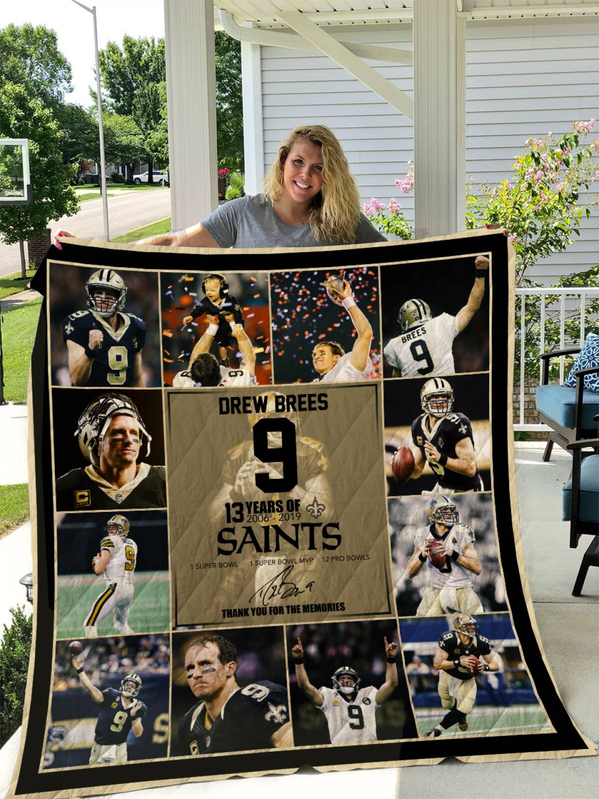 Drew Brees New Orleans Saints 3D Customized Quilt Blanket