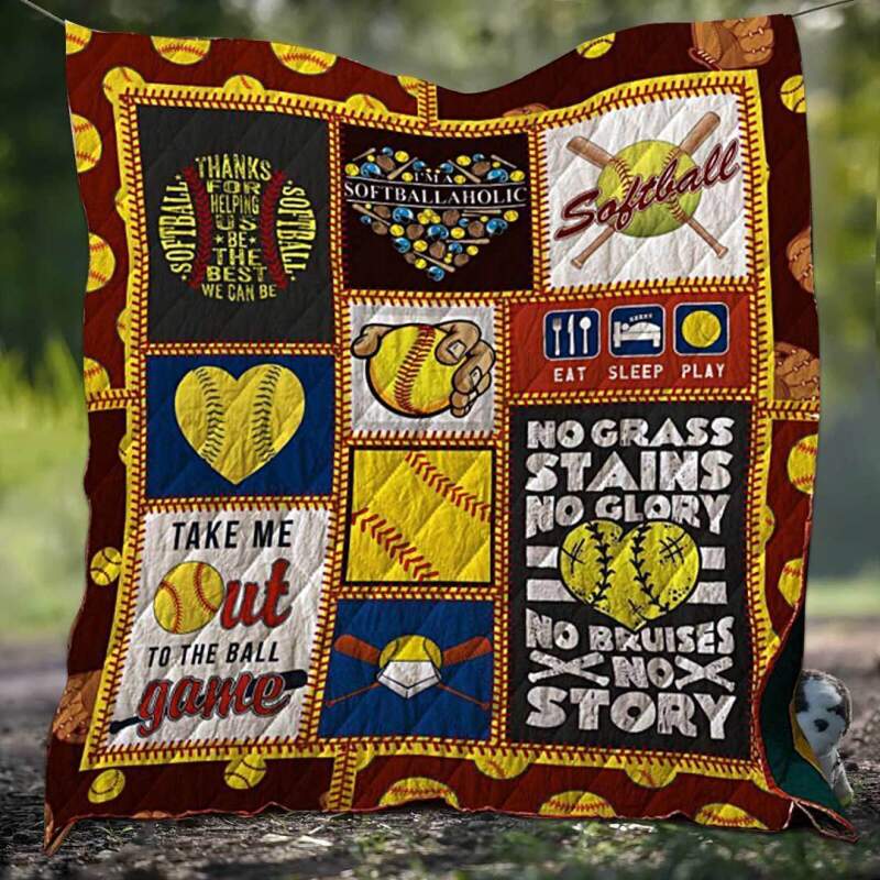 Eat Sleep Play Softball 3D Customized Quilt Blanket