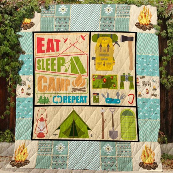 Eat Sleepcamprepeat 3D Customized Quilt Blanket