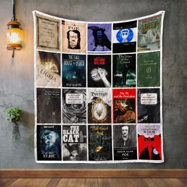 Edgar Allan Poe Books 3D Customized Quilt Blanket