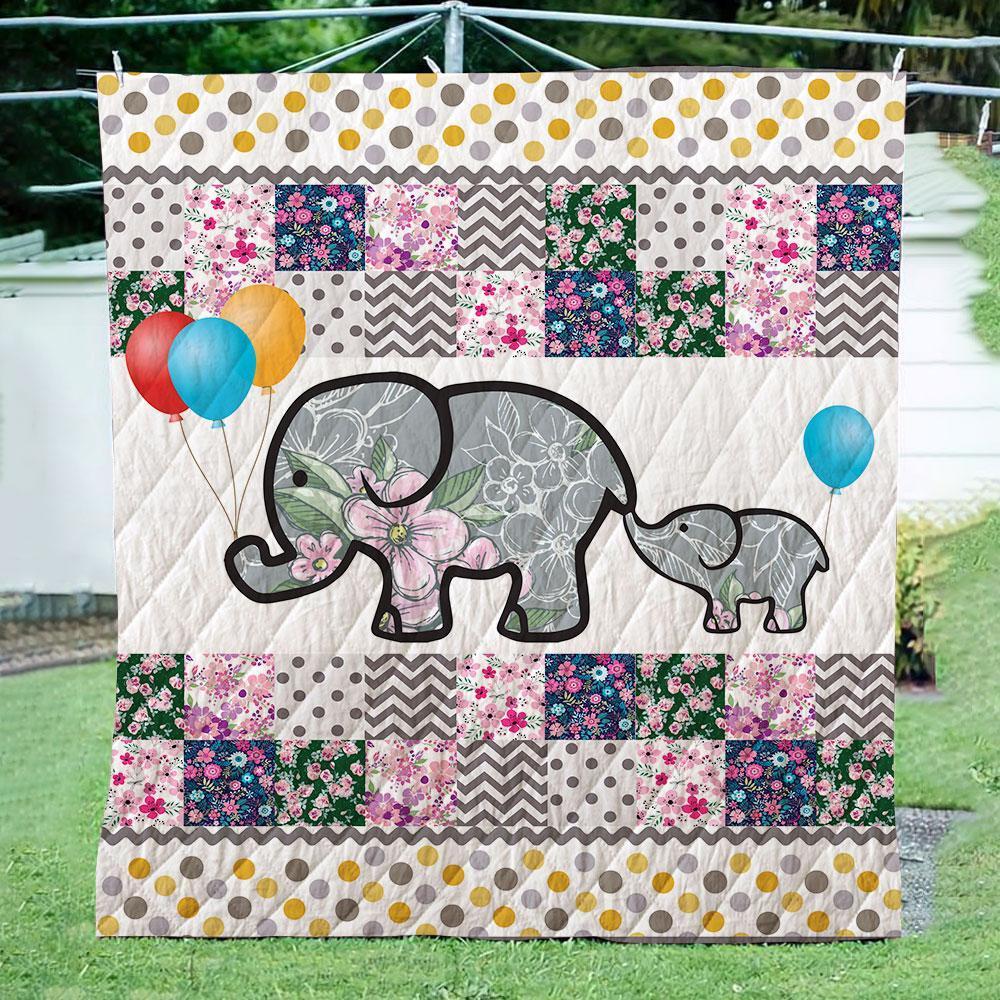 Elephant 3D Customize Quilt Blanket