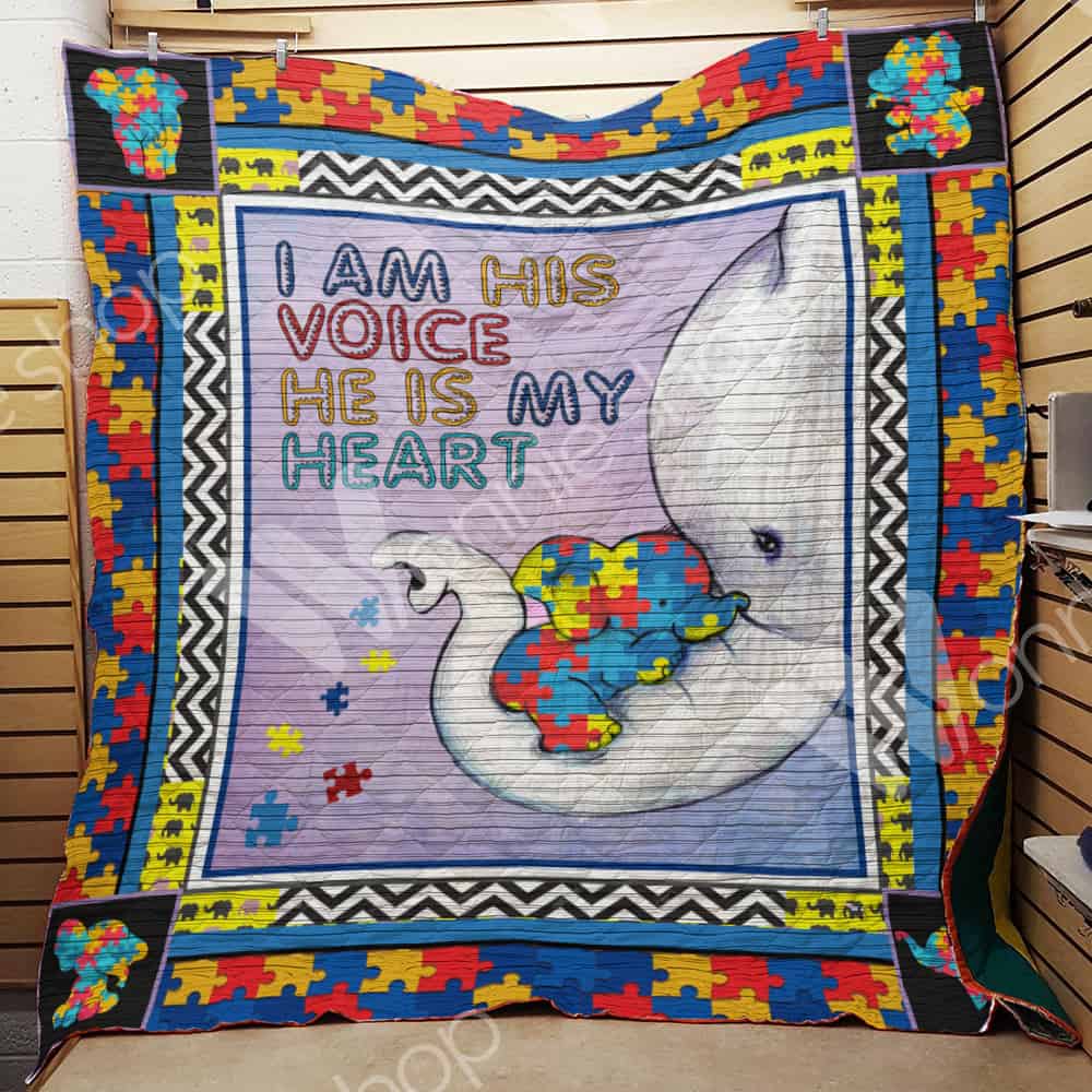 Elephant Autism 3D Customized Quilt Blanket