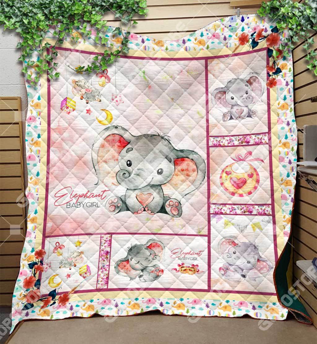 Elephant Baby Girl Like 3D Customized Quilt Blanket