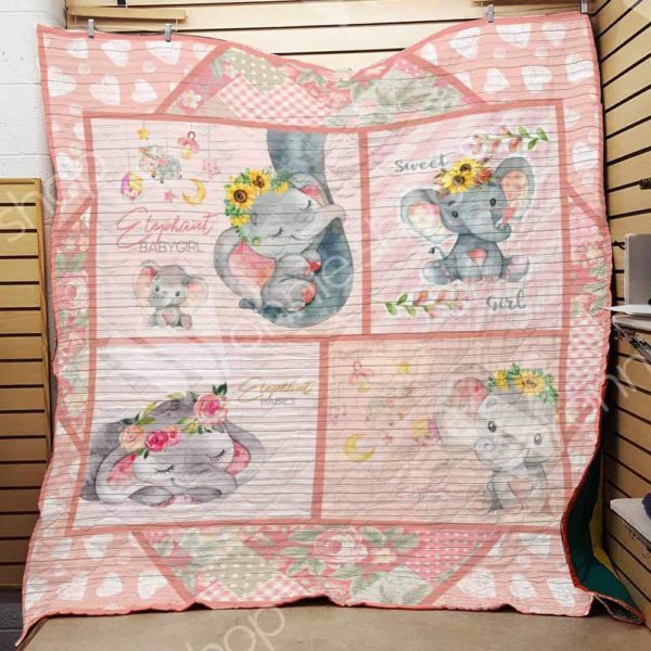 Elephant Babygirl 3D Customized Quilt Blanket